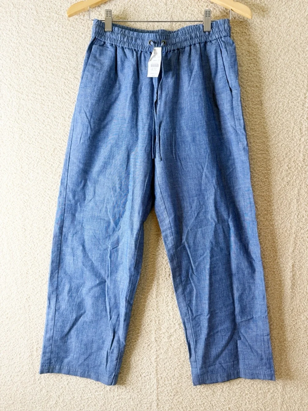 J. Crew Petite chambray slim wide-leg drawstring pant Med Echo Blue Wash 2 NWT
